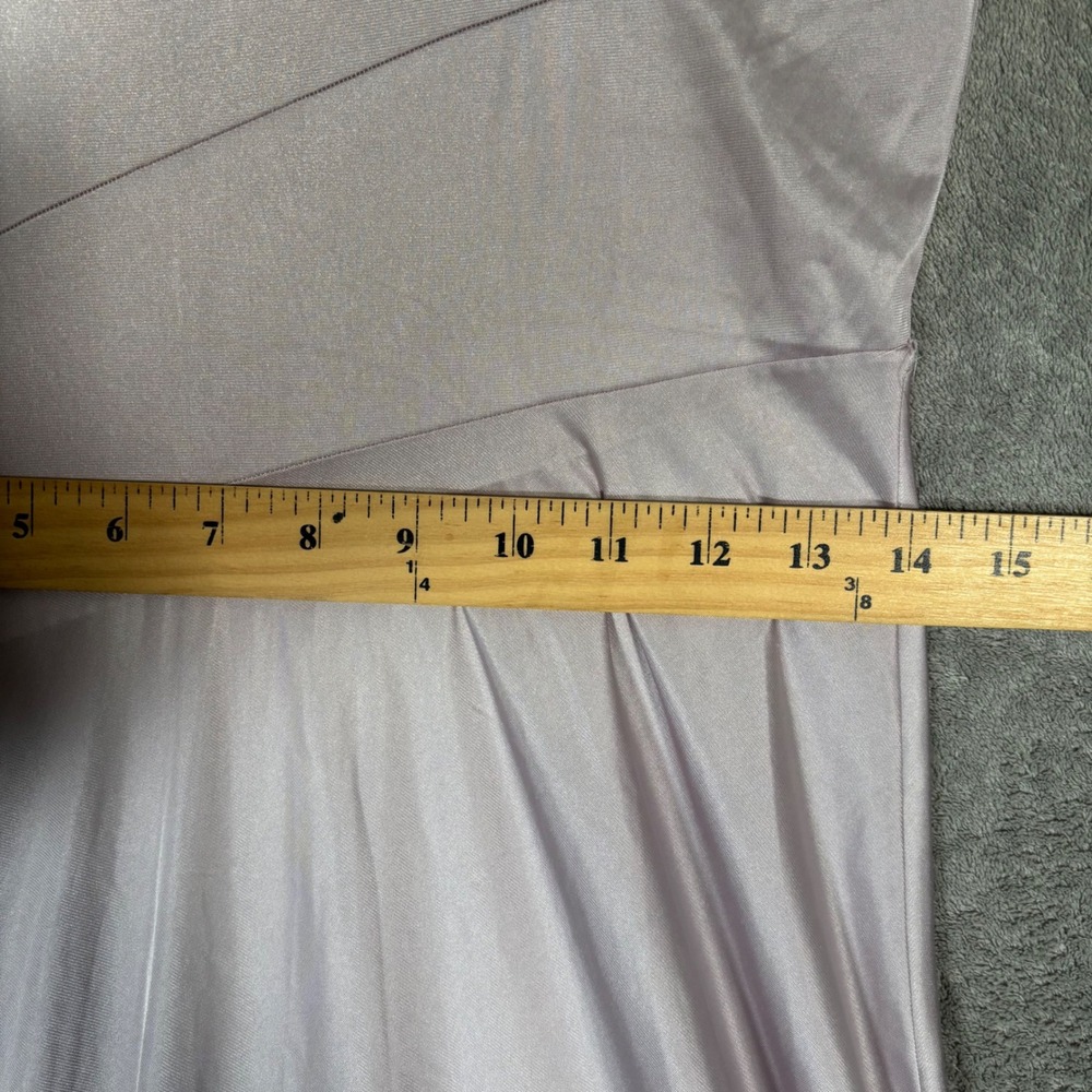 Vintage Lavender Satin Maxi Slip Dress Lace Trim Purple Ethereal Dainty Size S - Picture 11 of 13